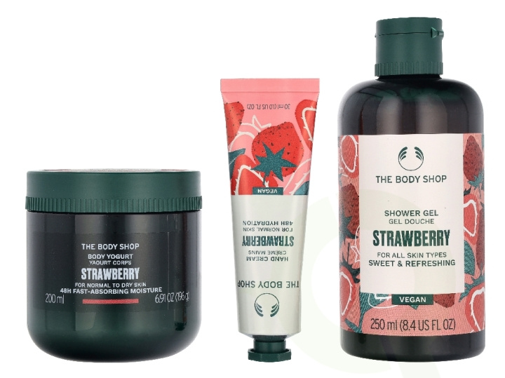 The Body Shop G3 Small Strawberry Giftset 140 ml Hand Cream 30ml/Body Butter 50ml/Shower Cream 60ml ryhmässä KAUNEUS JA TERVEYS / Lahjapakkaukset / Naisten lahjapakkaukset @ TP E-commerce Nordic AB (D33896)