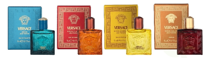 Versace Men Miniature Gift Set 20 ml 4x5ml - Eros Najim Parfum/Eros Energy Edp/Eros Edt/Eros Flame Edp ryhmässä KAUNEUS JA TERVEYS / Lahjapakkaukset / Miesten lahjapakkaukset @ TP E-commerce Nordic AB (D34020)