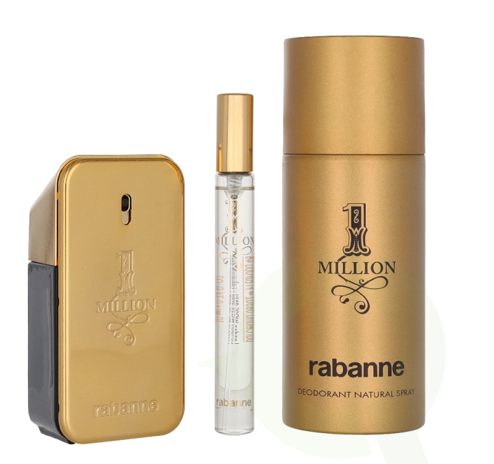 Paco Rabanne 1 Million Giftset 210 ml Edt Spray 50ml/Deo Spray 150ml/Edt Spray 10ml ryhmässä KAUNEUS JA TERVEYS / Tuoksut & Parfyymit / Parfyymit @ TP E-commerce Nordic AB (D34063)