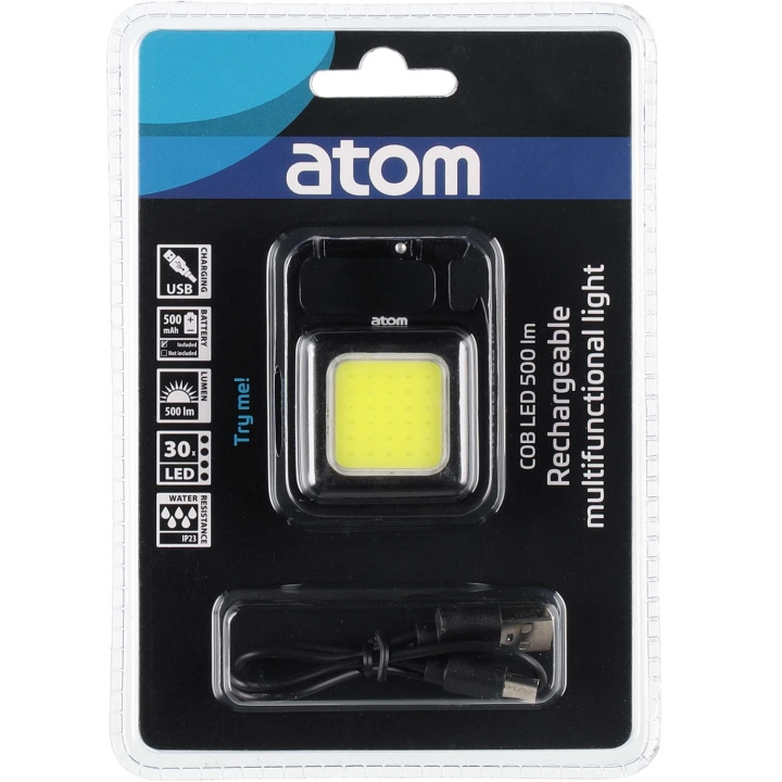 Atom Multifunktionslampa - Laddbar COB 30 LED Super 500 lm ryhmässä URHEILU, VAPAA-AIKA JA HARRASTUS / Taskulamput & Otsalamput / Otsalamput @ TP E-commerce Nordic AB (D34489)
