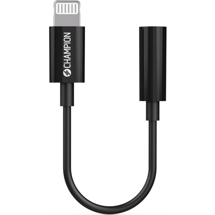 Champion Adapter Lightning till 3,5mm Svart ryhmässä ÄLYPUHELIMET JA TABLETIT / Laturit & Kaapelit / Kaapelit / Lightning kaapelit @ TP E-commerce Nordic AB (D34939)