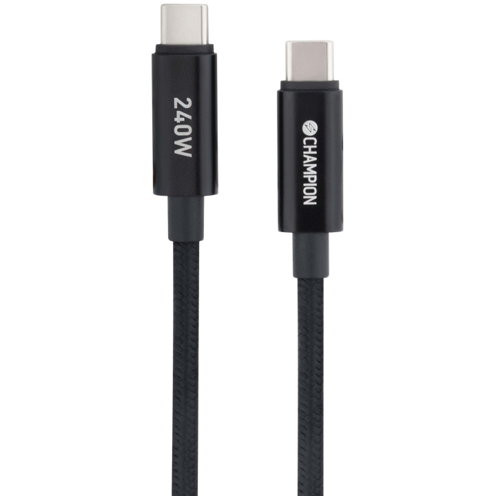 Champion USB-C Kabel 240W 2m Svart ryhmässä TIETOKOONET & TARVIKKEET / Kaapelit & Sovittimet / USB / USB-C @ TP E-commerce Nordic AB (D34941)