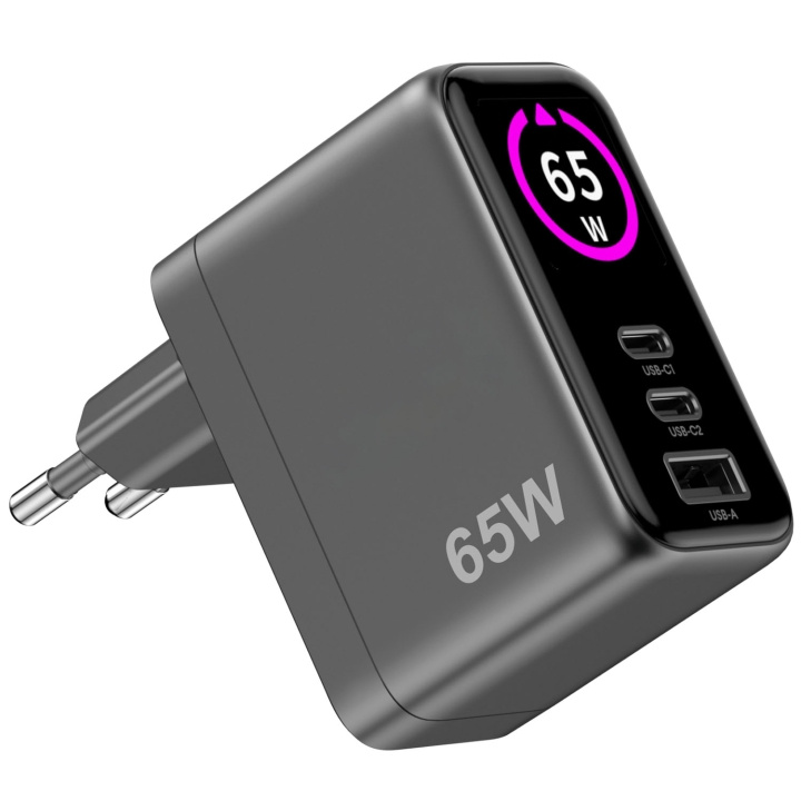 Celly Laddare 65W PD/QC med display ryhmässä ÄLYPUHELIMET JA TABLETIT / Laturit & Kaapelit / Seinälaturi @ TP E-commerce Nordic AB (D35019)