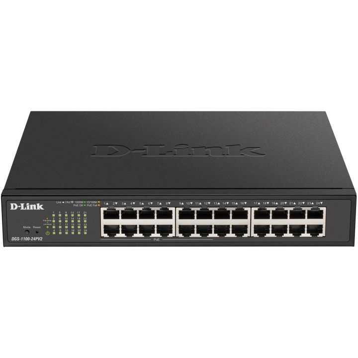 D-Link DGS-1100-24PV2 24-Port Gigabit PoE Smart Managed Switch ryhmässä TIETOKOONET & TARVIKKEET / Kaapelit & Sovittimet / Adapterit @ TP E-commerce Nordic AB (D35035)