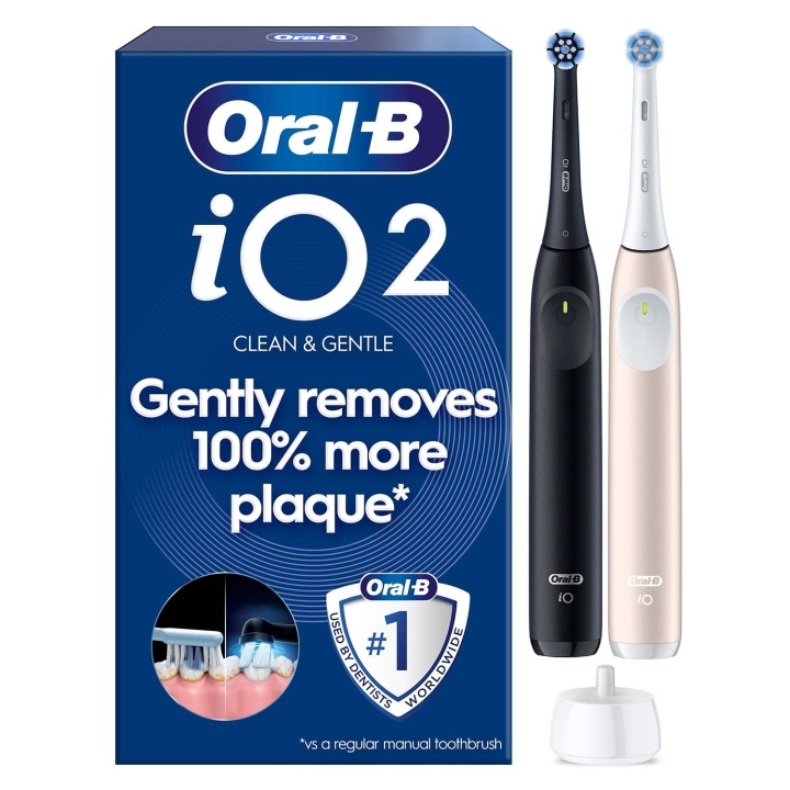 Oral B Eltandborste iO2 Night Black/Calm Pink Duo,1 Travel Ca ryhmässä KAUNEUS JA TERVEYS / Suunhoito / Sähköhammasharjat @ TP E-commerce Nordic AB (D35626)