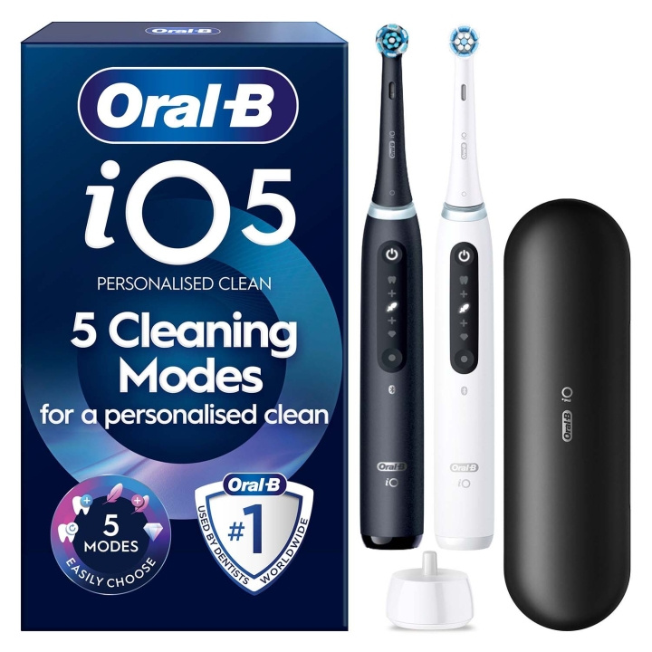 Oral B Eltandborste iO5 Matt Black/QuiteWhite Duo, TC ryhmässä KAUNEUS JA TERVEYS / Suunhoito / Sähköhammasharjat @ TP E-commerce Nordic AB (D35631)