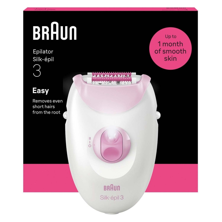 Braun Epilator Silk·épil 3, Epilator med sladd, Långvarigt Slät Hud, 3-000, Rosa ryhmässä KAUNEUS JA TERVEYS / Hiukset &Stailaus / Karvanpoisto / Epilaattorit @ TP E-commerce Nordic AB (D35644)