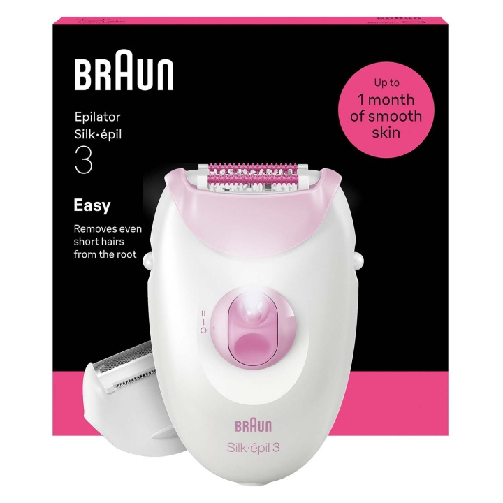 Braun Epilator Silk·épil 3 med sladd, Långvarigt Slät Hud, 3-031, Rosa ryhmässä KAUNEUS JA TERVEYS / Hiukset &Stailaus / Karvanpoisto / Epilaattorit @ TP E-commerce Nordic AB (D35645)