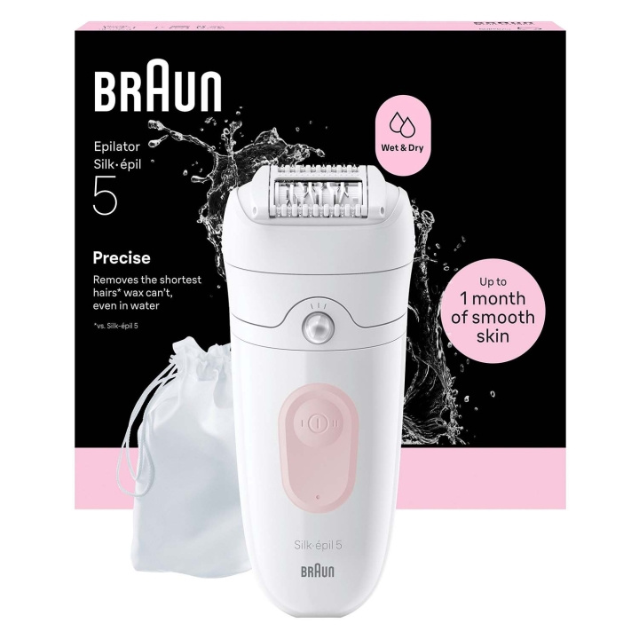 Braun Epilator Silk·épil 5, Wet & Dry, Enkel Hårborttagning, Långvarigt Slät Hud, 5-011, Flamingo ryhmässä KAUNEUS JA TERVEYS / Hiukset &Stailaus / Karvanpoisto / Epilaattorit @ TP E-commerce Nordic AB (D35646)