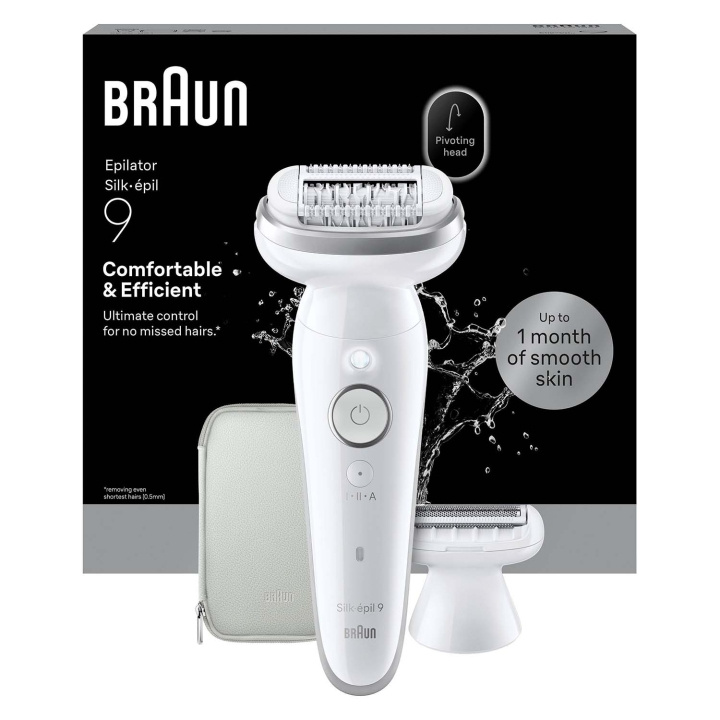 Braun Epilator Silk·épil 9 Wet & Dry, Långvarigt Slät Hud, 9-030, Silver ryhmässä KAUNEUS JA TERVEYS / Hiukset &Stailaus / Karvanpoisto / Epilaattorit @ TP E-commerce Nordic AB (D35648)
