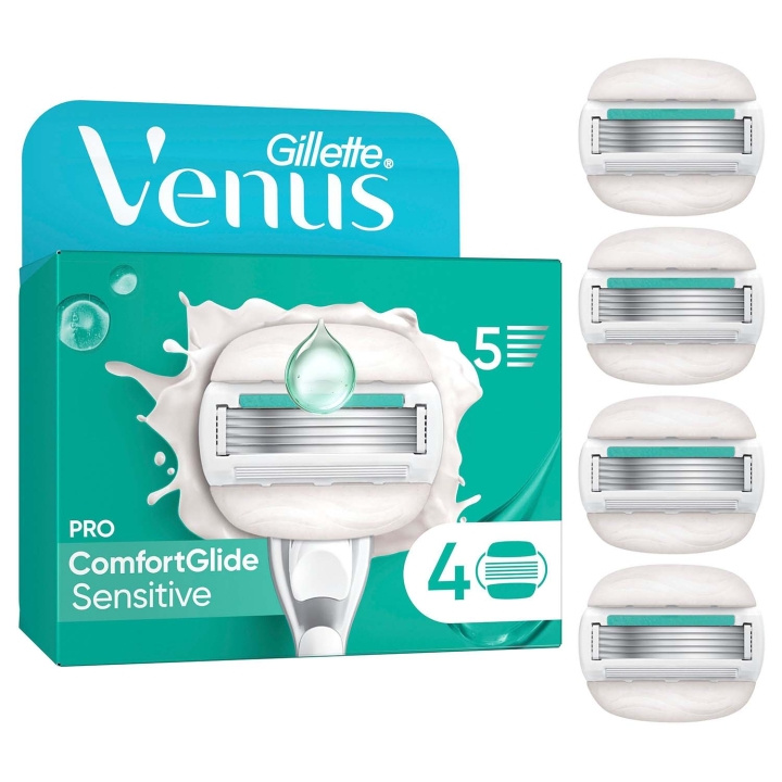 Gillette Venus Rakblad Pro Comfortglide Sensitive 4st ryhmässä KAUNEUS JA TERVEYS / Hiukset &Stailaus / Sheivaus ja trimmaus / Partahöylät & Tarvikkeet @ TP E-commerce Nordic AB (D35789)
