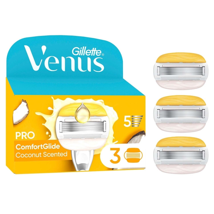 Gillette Venus Rakblad Pro Comfortglide Coconut Olay 3st ryhmässä KAUNEUS JA TERVEYS / Hiukset &Stailaus / Sheivaus ja trimmaus / Partahöylät & Tarvikkeet @ TP E-commerce Nordic AB (D35791)