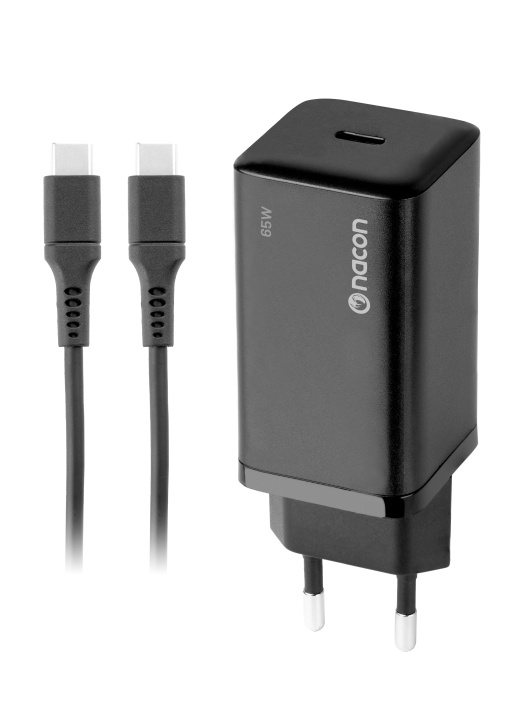 NACON 65 W:n verkkolaite Nintendo Switch II:lle – 65 W:n latausteho – Irrotettava 1,5 m:n USB-C-kaapeli (musta)