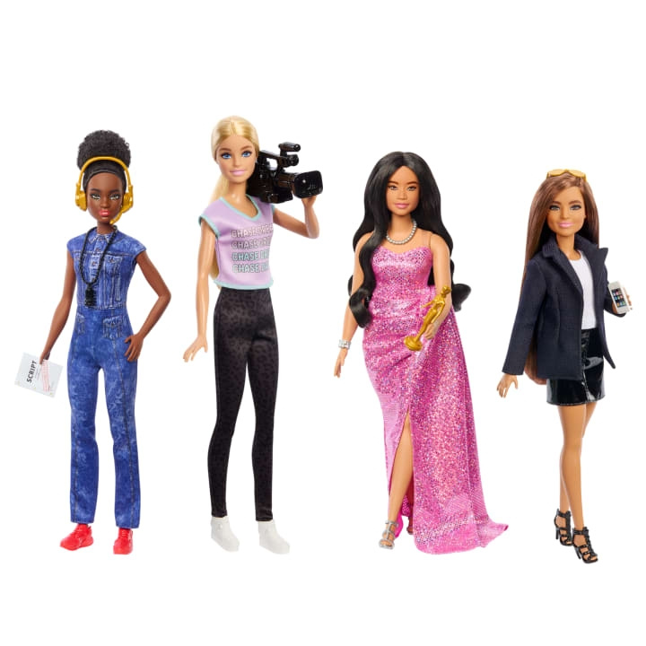 Barbie Careers Women in Film -nukkesarja, 4 kpl (HRG54) ryhmässä LELUT, TUOTTEET LAPSILLE JA VAUVOILLE / Leikkikalut, Askartelu &Pelit / Nuket & Tarvikkeet @ TP E-commerce Nordic AB (D37240)