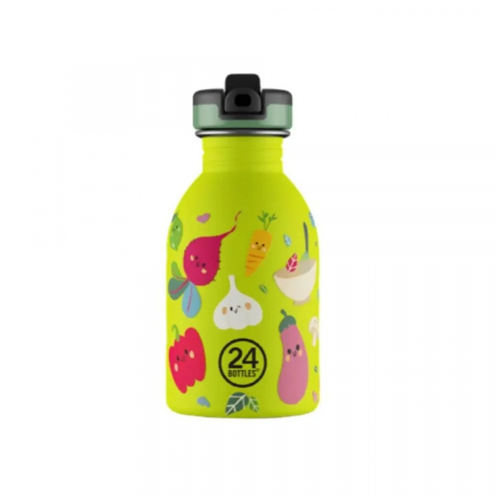 24Bottles Urban Bottle – Veggie Friends – Lime – 250 ml ryhmässä URHEILU, VAPAA-AIKA JA HARRASTUS / Ulkoilu / Termos- ja vesipullot @ TP E-commerce Nordic AB (D37350)