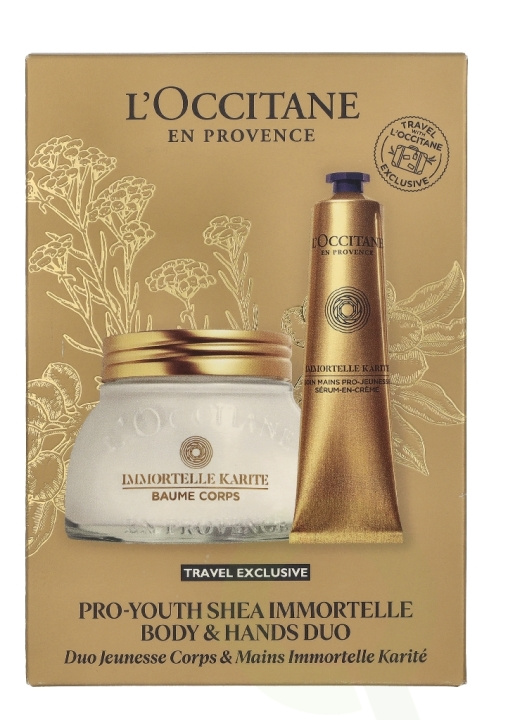 L\'Occitane Immortelle Pro Youth Shea Body & Hands Duo 275 ml Body Care Body Balm 200ml/Hand Care Serum 75ml ryhmässä KAUNEUS JA TERVEYS / Ihonhoito / Kehon hoito / Vartalovoide @ TP E-commerce Nordic AB (D37681)