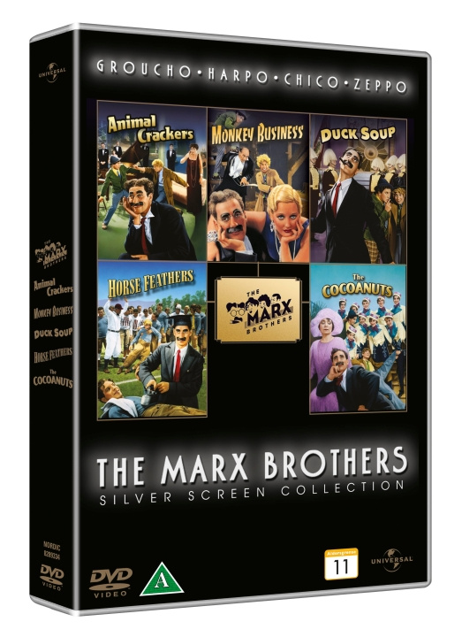 Marx Brothers silver screen collection (5 DVD Box set) ryhmässä KODINELEKTRONIIKKA / Ääni & Kuva / TV & Tarvikkeet / Elokuvat / DVD @ TP E-commerce Nordic AB (D37848)