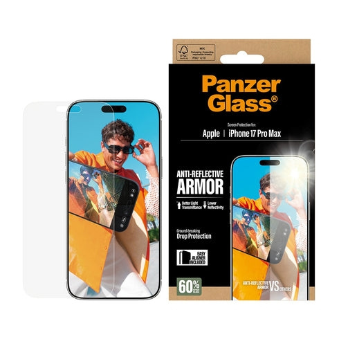 PanzerGlass – heijastamaton Armor-näytönsuoja – iPhone 17 Pro Max – sis. EasyAligner ryhmässä ÄLYPUHELIMET JA TABLETIT / Puhelimen suojakotelo / Apple / iPhone 17 @ TP E-commerce Nordic AB (D38336)