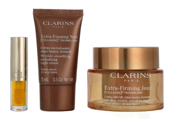 Clarins Age-Defying & Firming Essentials Set 66.4 ml Day Cream 50ml/Night Trial 15ml/Lip Oil 1,4ml ryhmässä KAUNEUS JA TERVEYS / Ihonhoito / Kasvot @ TP E-commerce Nordic AB (D39537)