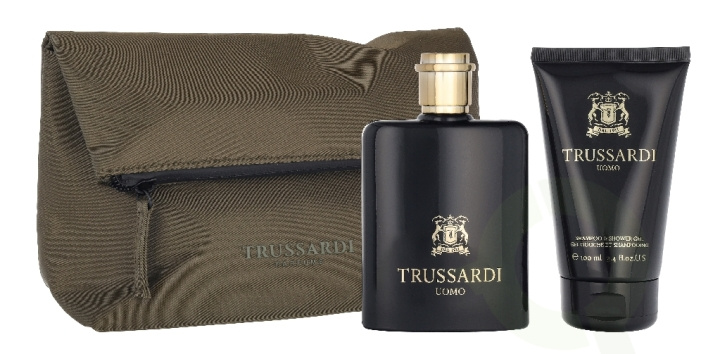 Trussardi Uomo Giftset 200 ml Edt Spray 100ml/Shampoo & Shower Gel 100ml/Beauty Bag ryhmässä KAUNEUS JA TERVEYS / Tuoksut & Parfyymit / Parfyymit @ TP E-commerce Nordic AB (D39684)