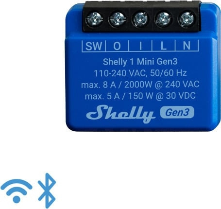 Shelly 1 Mini Gen3 -relekytkin wifi-verkkoon ryhmässä TIETOKOONET & TARVIKKEET / Verkko @ TP E-commerce Nordic AB (D39907)