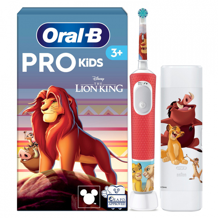 Oral B Eltandborste Vitality Pro Kids Lion King + resefodral ryhmässä KAUNEUS JA TERVEYS / Suunhoito / Sähköhammasharjat @ TP E-commerce Nordic AB (D40688)
