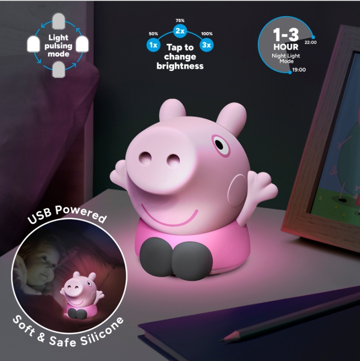Paladone Peppa Pig -silikoninen ladattava yövalo ryhmässä LELUT, TUOTTEET LAPSILLE JA VAUVOILLE / Lastenhuone / Valaistus / Pöytälamput @ TP E-commerce Nordic AB (D41174)