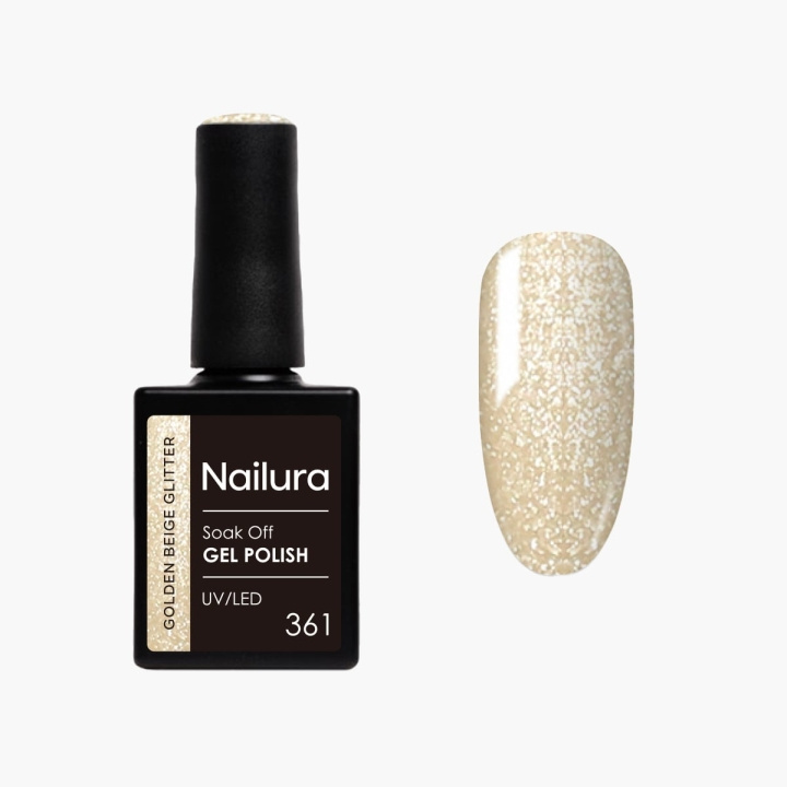 Nailura Geelilakka 361 – Golden Beige Glitter – 10 ml ryhmässä KAUNEUS JA TERVEYS / Manikyyri/Pedikyyri / Kynsilakka @ TP E-commerce Nordic AB (D41263)