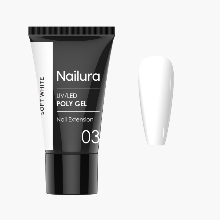 Nailura Poly Gel 3 – Soft White – 30 ml ryhmässä KAUNEUS JA TERVEYS / Manikyyri/Pedikyyri / Kynsilakka @ TP E-commerce Nordic AB (D41313)