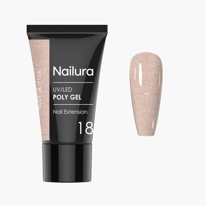 Nailura Poly Gel 18 – Nude Glitter – 30 ml ryhmässä KAUNEUS JA TERVEYS / Manikyyri/Pedikyyri / Kynsilakka @ TP E-commerce Nordic AB (D41326)