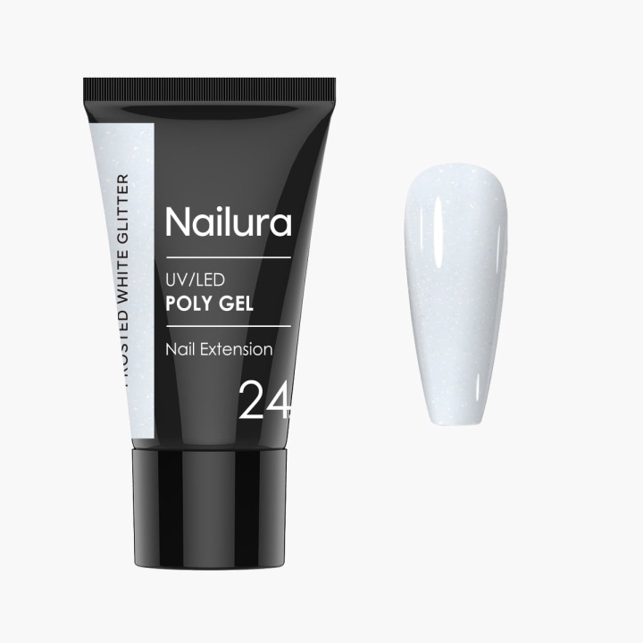 Nailura Poly Gel 24 – Frosted White Glitter – 30 ml ryhmässä KAUNEUS JA TERVEYS / Manikyyri/Pedikyyri / Kynsilakka @ TP E-commerce Nordic AB (D41331)