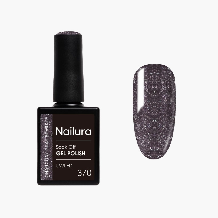 Nailura Geelilakka 370 – Charcoal Gray Sparkle – 10 ml ryhmässä KAUNEUS JA TERVEYS / Manikyyri/Pedikyyri / Kynsilakka @ TP E-commerce Nordic AB (D41596)