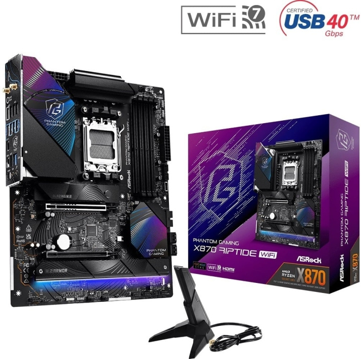 ASRock X870 Riptide WIFI ATX -emolevy ryhmässä TIETOKOONET & TARVIKKEET / Tietokoneen komponentit / Emolevyt @ TP E-commerce Nordic AB (D41715)