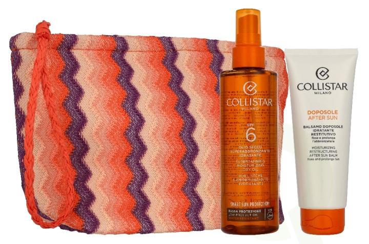 Collistar Sun Giftset 300 ml Super Tanning Dry Oil Spf6 200ml/After-Sun Balm 100ml/Pouch ryhmässä KAUNEUS JA TERVEYS / Ihonhoito / Rusketus / Aurinkosuoja @ TP E-commerce Nordic AB (D41940)