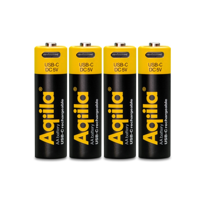 Aqiila – USB-C-ladattava akku – koko AA – 2000 mAh – 4 kpl:n pakkaus ryhmässä KODINELEKTRONIIKKA / Paristot & Laturit / Akut @ TP E-commerce Nordic AB (D42133)