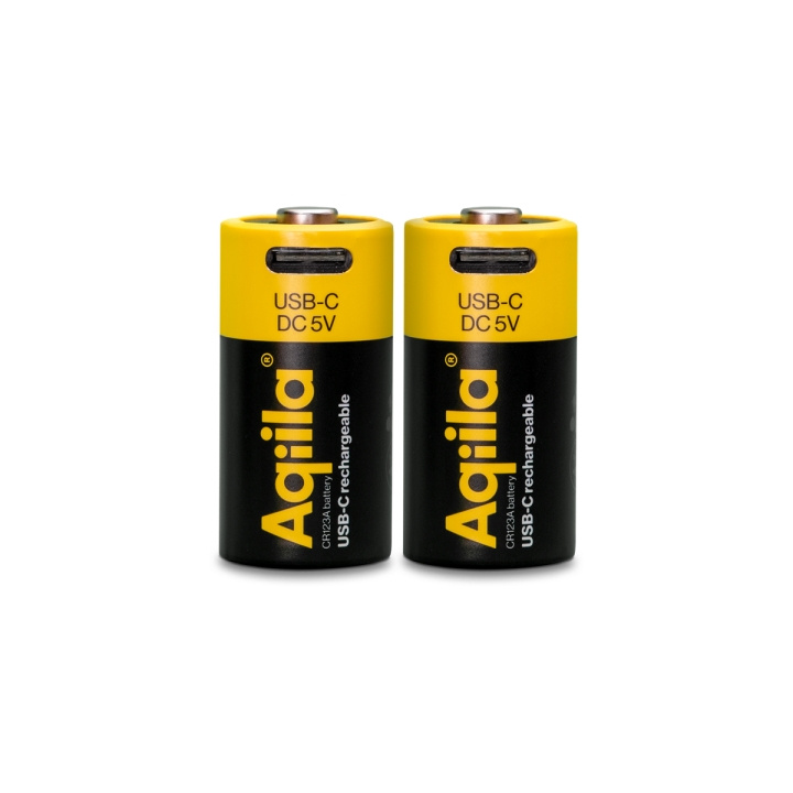Aqiila USB-C-ladattava akku – koko CR123A – 750 mAh – 2 kpl:n pakkaus ryhmässä KODINELEKTRONIIKKA / Paristot & Laturit / Akut @ TP E-commerce Nordic AB (D42135)