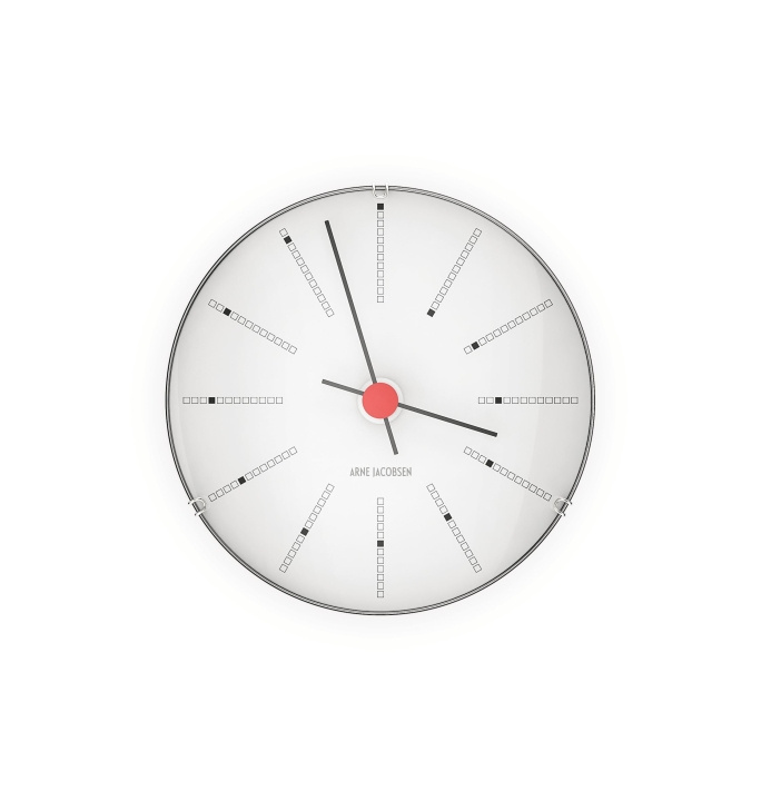 Arne Jacobsen Clocks Arne Jacobsen – Bankers-seinäkello – valkoinen/musta/punainen – Ø12 cm ryhmässä KOTI, TALOUS JA PUUTARHA / Kellot ja laskimet / Seinäkellot @ TP E-commerce Nordic AB (D42403)