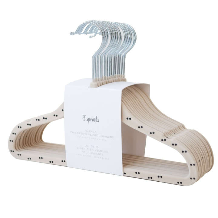 3 Sprouts Samettiset henkarit (15 kpl) – Double Dot -beige – 20,5 x 29 cm ryhmässä KOTI, TALOUS JA PUUTARHA / Sisustus / Säilytys @ TP E-commerce Nordic AB (D42522)