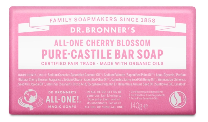 Dr. Bronner\'s - Käsisaippua, kirsikankukka, 140 g ryhmässä KAUNEUS JA TERVEYS / Ihonhoito / Kehon hoito / Käsisaippua @ TP E-commerce Nordic AB (D43069)