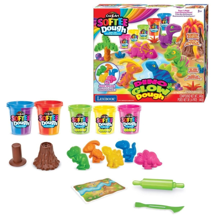 Cra-Z-Art Softee Dough Dino Neon -muovailuvahasetti (CRDOUGH11) ryhmässä LELUT, TUOTTEET LAPSILLE JA VAUVOILLE / Leikkikalut, Askartelu &Pelit / Käsityöt @ TP E-commerce Nordic AB (D43092)