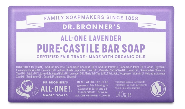 Dr. Bronner\'s - Laventeli-palasaippua 140 g ryhmässä KAUNEUS JA TERVEYS / Ihonhoito / Kehon hoito / Käsisaippua @ TP E-commerce Nordic AB (D43305)