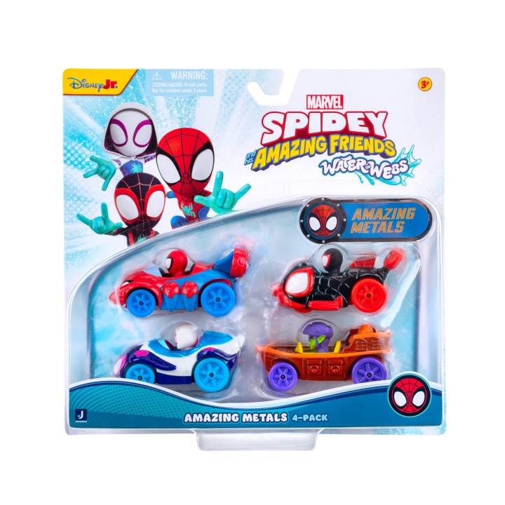 Disney Spidey – Amazing Metals -autot, 4 kpl (SNF0378) ryhmässä LELUT, TUOTTEET LAPSILLE JA VAUVOILLE / Leikkikalut, Askartelu &Pelit / Leikkiautot @ TP E-commerce Nordic AB (D43404)