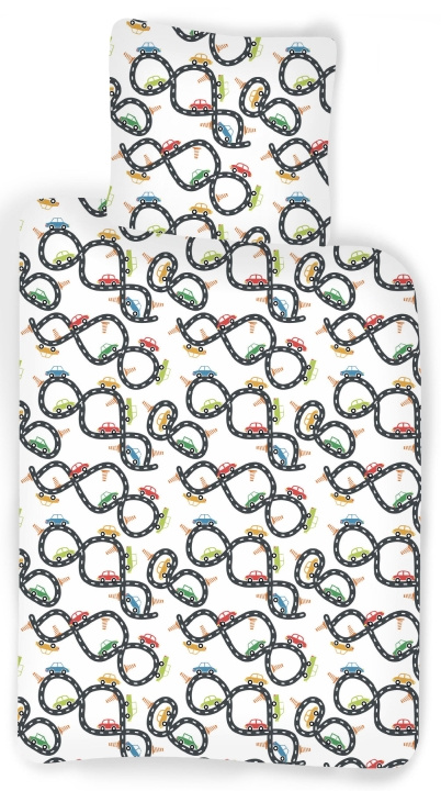 BrandMac Vuodevaatteet – Juniorikoko 100 x 140 cm – Autokilpailu (1000431) ryhmässä LELUT, TUOTTEET LAPSILLE JA VAUVOILLE / Lasten tekstiilit / Sänkyvaatteet @ TP E-commerce Nordic AB (D43522)