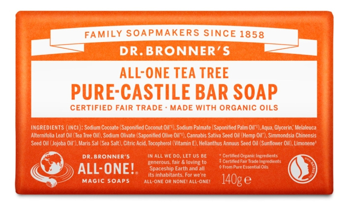 Dr. Bronner\'s - Tea Tree -palasaippua 140 g ryhmässä KAUNEUS JA TERVEYS / Ihonhoito / Kehon hoito / Käsisaippua @ TP E-commerce Nordic AB (D43665)