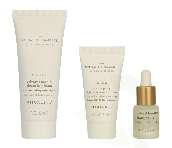 Rituals Namaste Set 51.5 ml Velvety Smooth Cleansing Foam 30ml/Anti-Ageing Lightweight Moisturiser 15ml/Bakuchiol Natural Booster 6,5ml