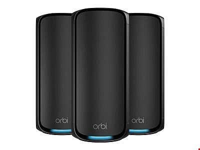 Netgear Orbi 970 Series Quad-band WiFi 7 Mesh 3-Pack, Black Edition Netgear ryhmässä TIETOKOONET & TARVIKKEET / Verkko / Mesh-verkko @ TP E-commerce Nordic AB (D44516)