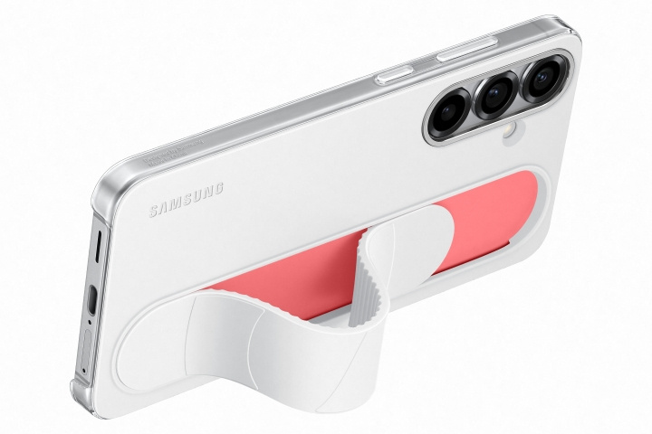 Samsung Galaxy S25+ Standing Grip Case - White ryhmässä ÄLYPUHELIMET JA TABLETIT / Puhelimen suojakotelo / Samsung @ TP E-commerce Nordic AB (D44872)