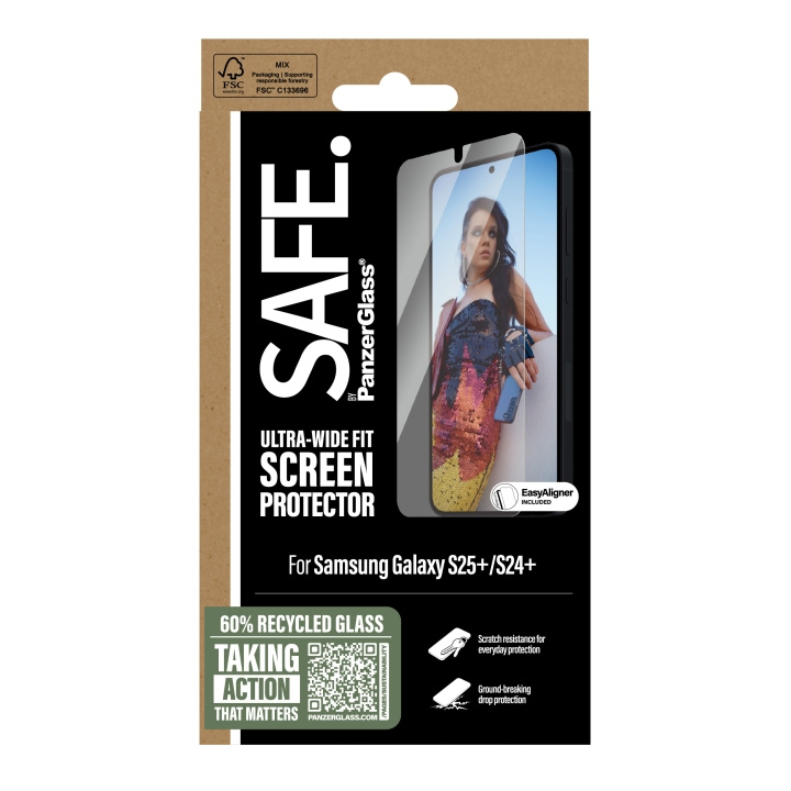PanzerGlass Skärmskydd Safe Samsung Galaxy S25+ Ultra-wife fit w. Aligner Panzerglass