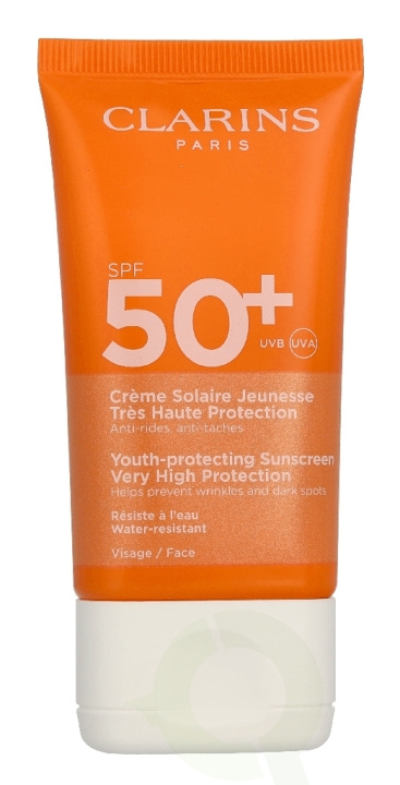 Clarins Youth-Protecting Sunscreen SPF50 50 ml ryhmässä KAUNEUS JA TERVEYS / Ihonhoito / Rusketus / Aurinkosuoja @ TP E-commerce Nordic AB (D45024)