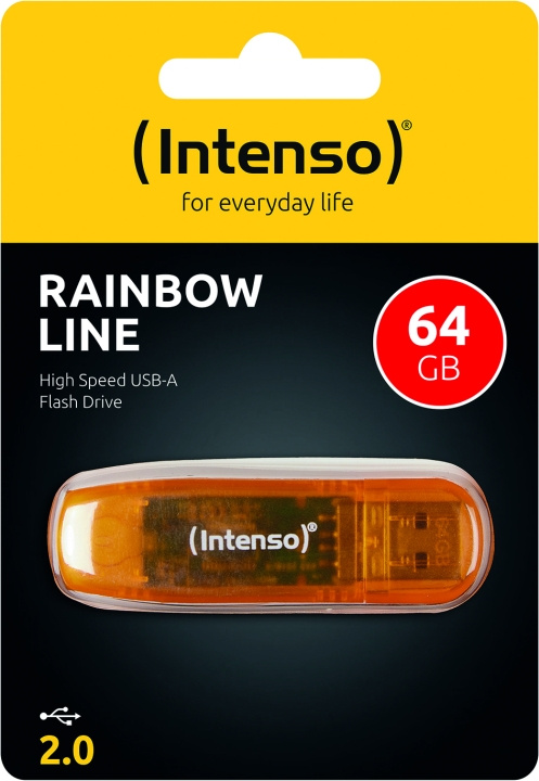 Intenso Rainbow Line 64GB Orange Intenso ryhmässä KODINELEKTRONIIKKA / Tallennusvälineet / USB-muistitikku @ TP E-commerce Nordic AB (D45456)